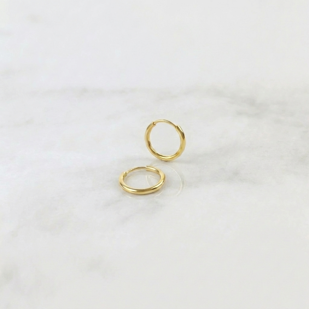 Candongas Mini Aro Liso 0.35g / 0.8cm Oro Amarillo 18K