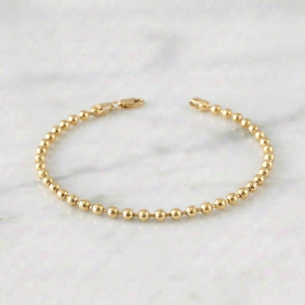 Pulso Militar 6.95gr / 20.5cm / 3mm Bolas Lisas Oro Amarillo