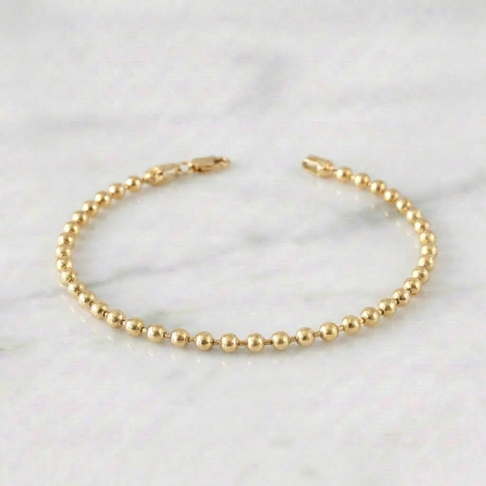Pulso Militar 6.95gr / 20.5cm / 3mm Bolas Lisas Oro Amarillo