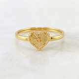 Anillo Corazón Diamantado 1.05 g / T7 3/4 Oro Amarillo 18K