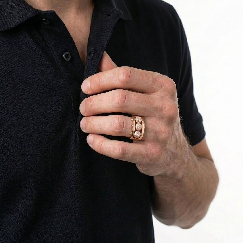 Anillo Bolas De Fuego 8.5gr / T10 / Oro Rosa 18K %