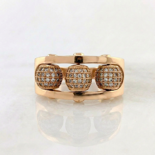 Anillo Bolas De Fuego 8.5gr / T10 / Oro Rosa 18K %