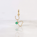 Dije Figura Fonendoscopio Esmeralda 07 pts 0.4gr / 1.8cm / Oro Amarillo 18K %