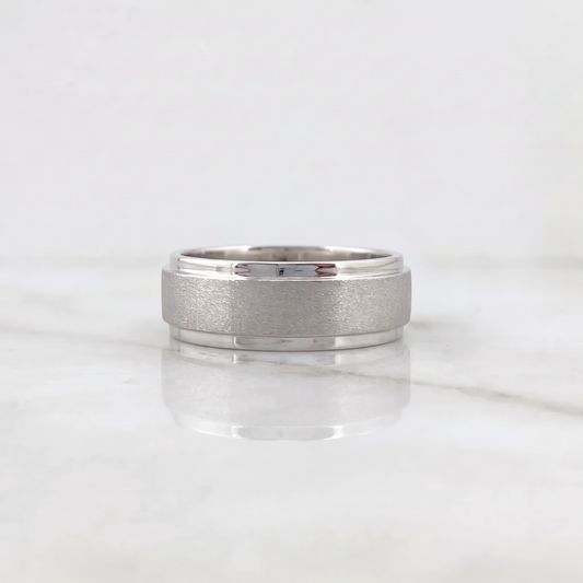 Anillo Argolla 7.5gr / T9 3/4 / Matizada Oro Blanco 18K