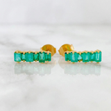 Topos Linea Cuadrada Esmeraldas 2 Qts 1.9gr / 1.3cm / Oro Amarillo 18K