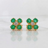 Topos Trebol Esmeraldas 75 Pts Diamantes 08 Pts 1.95gr / 7.4mm Oro Amarillo 18K %