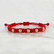 Pulsera Roja Bolas 4mm 5 Und Diamantadas Oro Amarillo 18K (A.C)