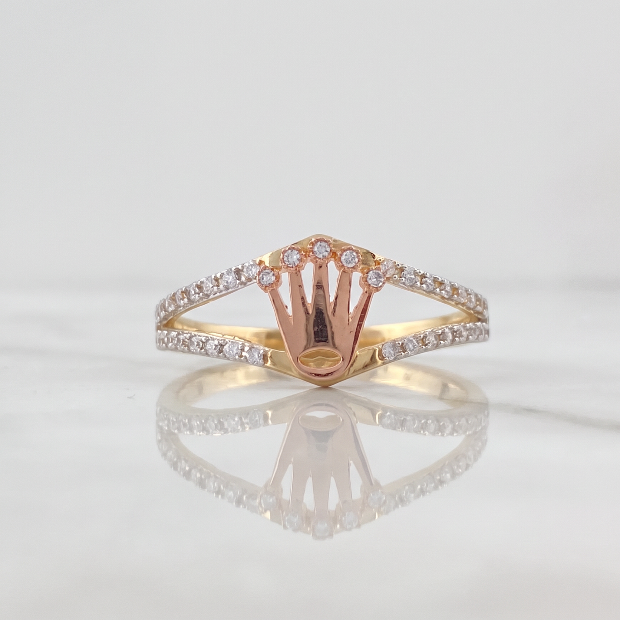 Anillo Corona RX 2.25gr / T8 / Dos Oros Blanco Rosa 18K