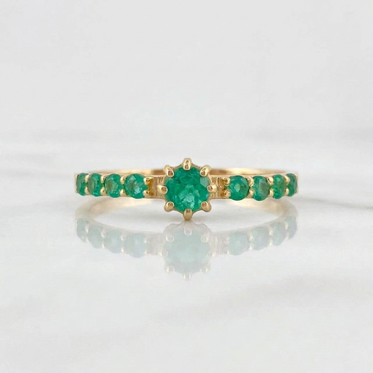 Anillo Solitario Esmeraldas 25pts 1.6gr / T7 1/4 / Oro Amarillo 18K