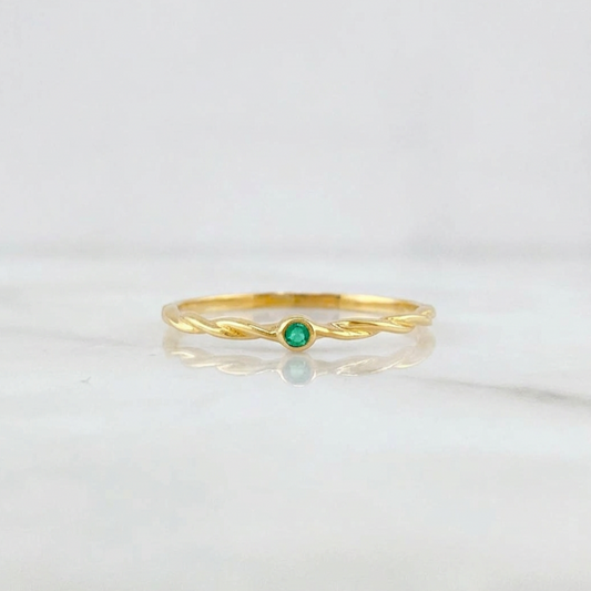 Anillo Trenzado Esmeralda 1pts 0.95gr / T6 3/4 / Oro Amarillo 18K