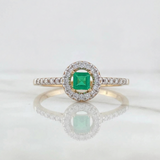Anillo Solitario Circulo Esmeralda 19pts 2gr / T6 1/4 / Dos Oros Amarillo Blanco 18K