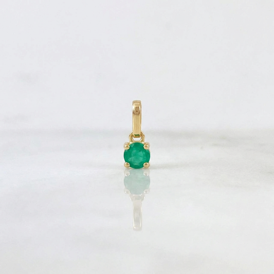 Dije Circulo 0.7gr / 1cm / Esmeralda 35pts Oro Amarillo 18K (Joya)
