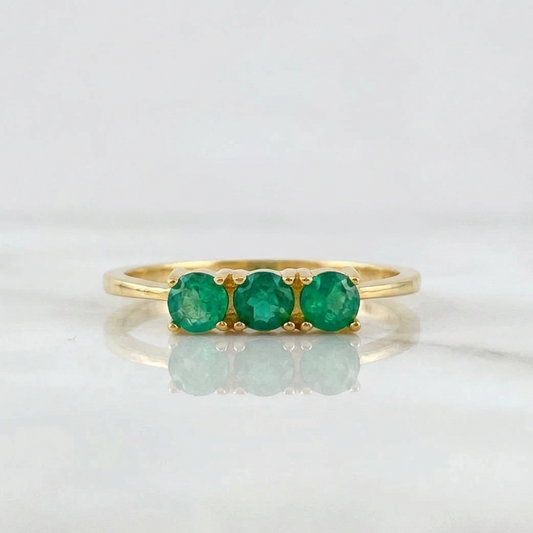 Anillo Trinity Esmeraldas 36pts 1.85gr / T7 3/4 / Oro Amarillo 18K