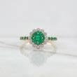 Anillo Esmeraldas 56 Pts Diamante 17 Pts 3.85gr / T6 1/4 / / Dos Oros Amarillo Blanco 18K