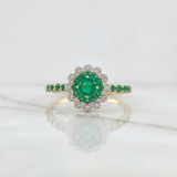 Anillo Esmeraldas 56 Pts Diamante 17 Pts 3.85gr / T6 1/4 / / Dos Oros Amarillo Blanco 18K