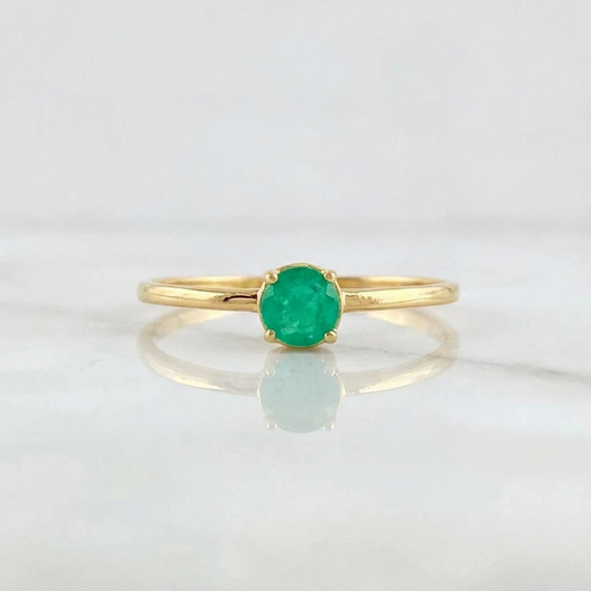 Anillo Solitario Canasta Esmeralda 16pts 1.1g / T7 Oro Amarillo 18K