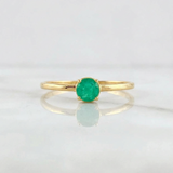 Anillo Solitario Canasta Esmeralda 16pts 1.1g / T7 Oro Amarillo 18K