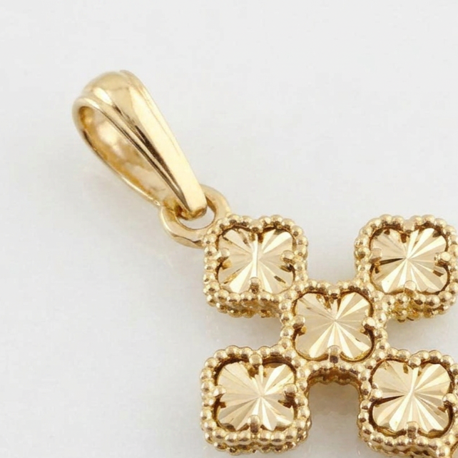 Dije Cruz Trebol 7.15gr / 6cm / Oro Amarillo 18K