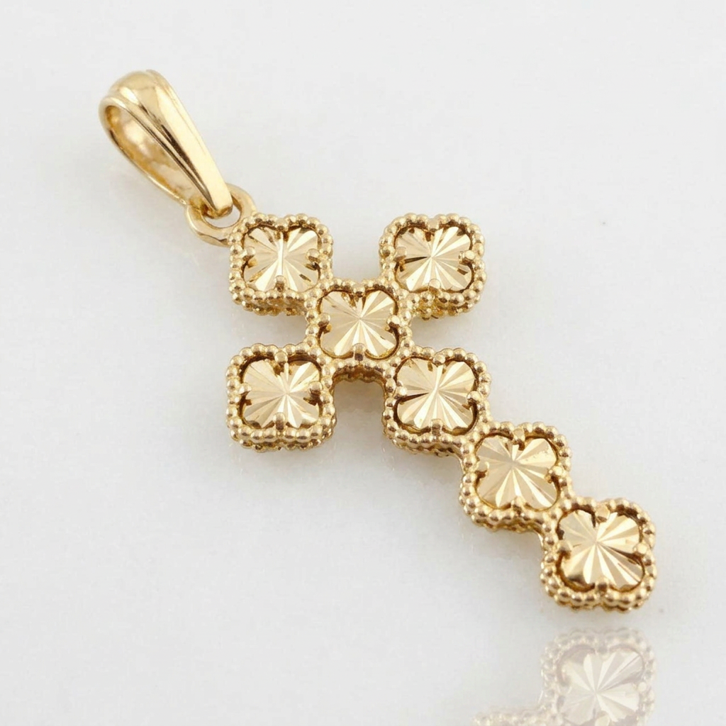 Dije Cruz Trebol 7.15gr / 6cm / Oro Amarillo 18K