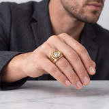Anillo Rostro Jesus 11.45gr / T9 3/4 / Dos Oros Amarillo Blanco 18K