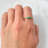 Anillo Cuarteto de Puntos Esmeraldas 22pts Diamantes 6pts 1.15gr / T7 1/4 / Oro Amarillo 18K