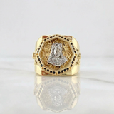 Anillo Rostro Jesus 11.45gr / T9 3/4 / Dos Oros Amarillo Blanco 18K
