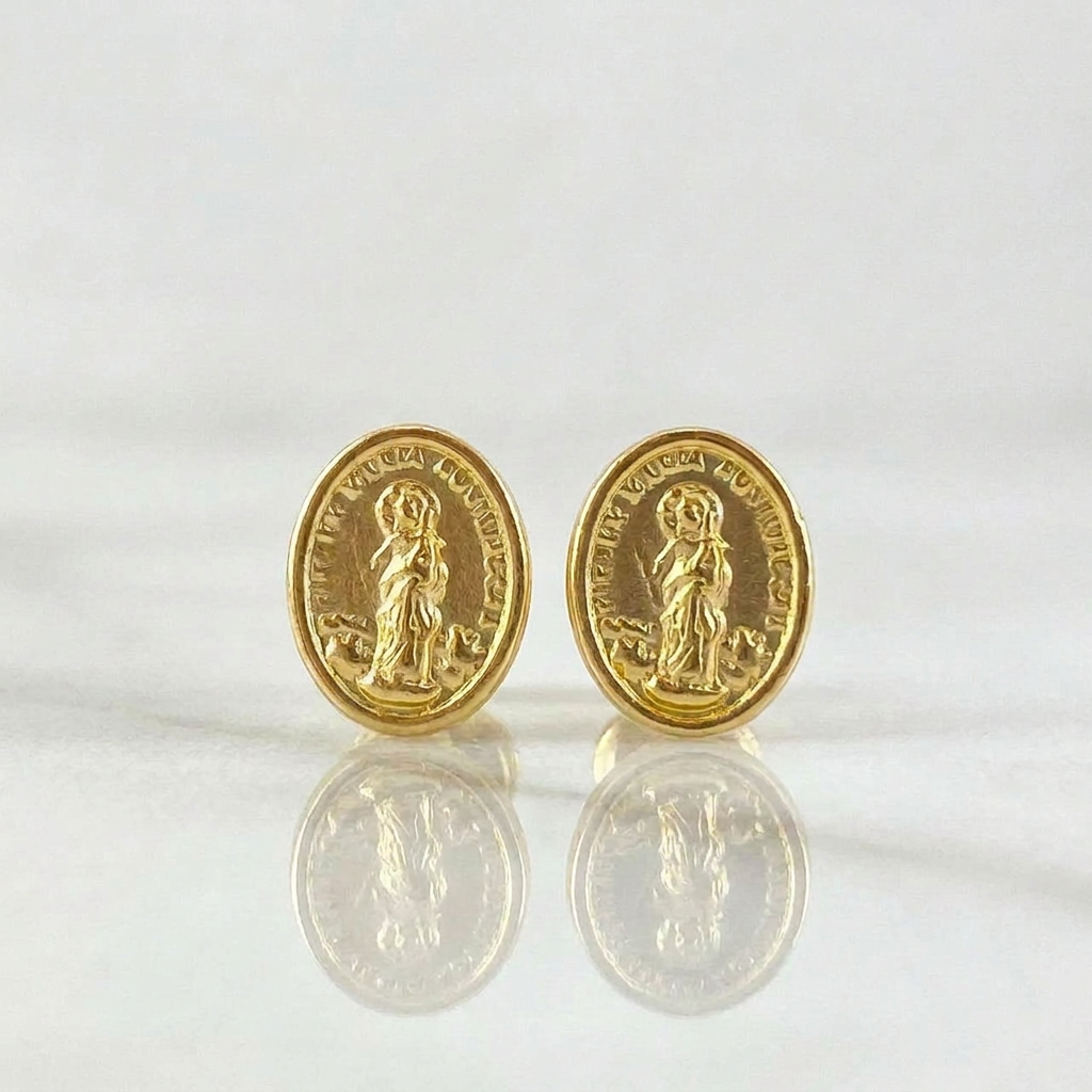 Topos Virgen Maria Auxiliadora 0.7 g / 7.8 mm Oro Amarillo 18K