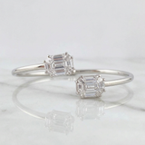 Pulso Aro Doble Cubo Diamantes 3.4qts 10g / 18.05cm / 2.95mm Oro Blanco 18K