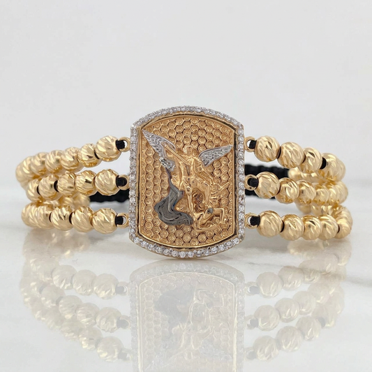 Pulsera Negra San Miguel Arcángel 16.25gr / Oro 18K