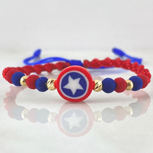 Pulsera Azul Estrella Super Héroe 4 Und Oro 18K (A.C)