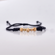 Pulsera Negra 3mm-4mm 5 Und Bolas Lisas Diamantada Oro Amarillo 18K (A.C)