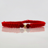 Pulsera Tejida Roja 4Mm 1 Und Oro Amarillo 18K