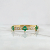 Anillo Trebol Mini Esmeraldas 14Pts Diamantes 06Pts 0.85gr / T6 1/2 / Oro Amarillo 18K %