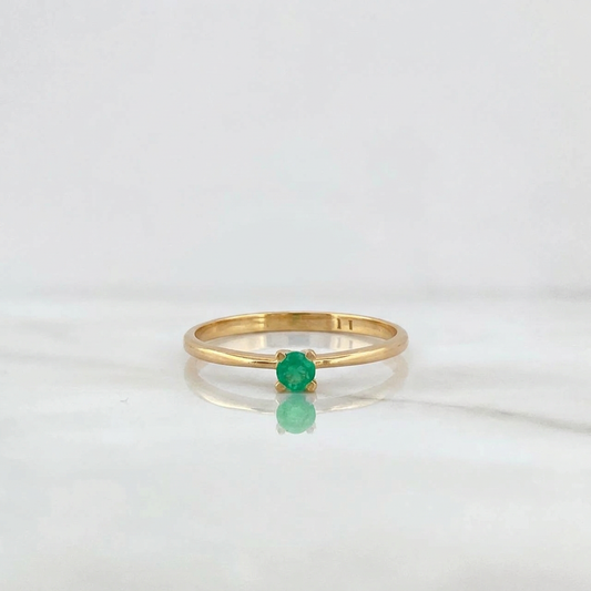 Anillo Solitario Esmeralda 10 Pts 1.3gr / T7 / Oro Amarillo 18K