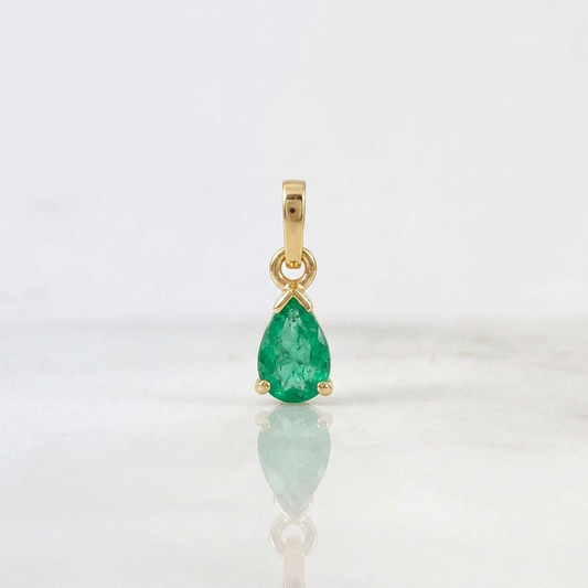 Dije Lagrima Esmeraldas 60pts 0.5gr / 1.3cm / Oro Amarillo 18K