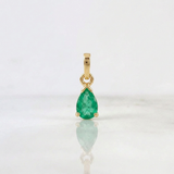Dije Lagrima Esmeraldas 60pts 0.5gr / 1.3cm / Oro Amarillo 18K
