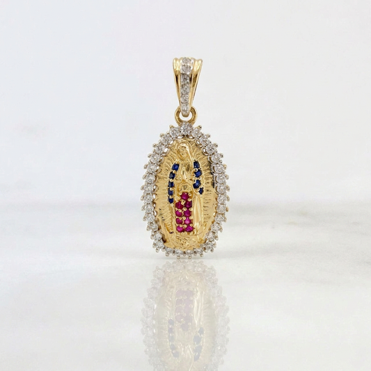 Dije Virgen Guadalupe 2.55gr / 2.7cm / Dos Oros Amarillo Blanco 18K
