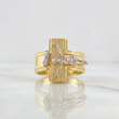 Anillo Cruz Cristo Bordeado 4.2g / T11 Dos Oros Amarillo Blanco 18K