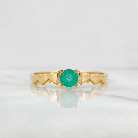 Anillo Corazones Esmeralda 22pts 1.35g / T7 Oro Amarillo 18K