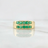 Anillo Carril Doble Linea Esmeraldas 52pts 2.8g / T7 1/4 Oro Amarillo 18K