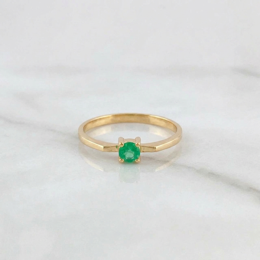 Anillo Solitario Esmeralda 16Pts 1.6gr / T6 1/2 / Oro Amarillo 18K %