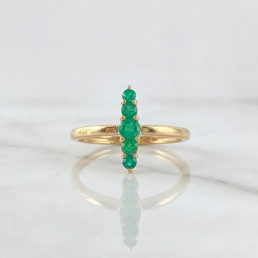 Anillo Linea Esmeralda 35pts 2.25gr / T5 1/2 / Dos Oros Amarillo Blanco 18K