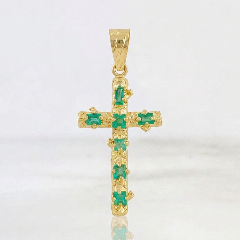 Dije Cruz Tronco Esmeraldas 5,10 Qts 6.7 g / 6.1 cm Oro Amarillo 18K