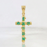 Dije Cruz Tronco Esmeraldas 5,10 Qts 6.7 g / 6.1 cm Oro Amarillo 18K