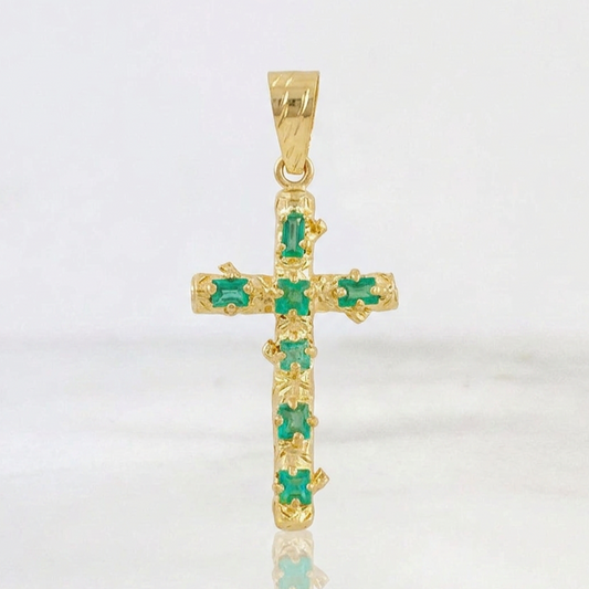 Dije Cruz Tronco Esmeraldas 5,10 Qts 6.7 g / 6.2 cm Oro Amarillo 18K