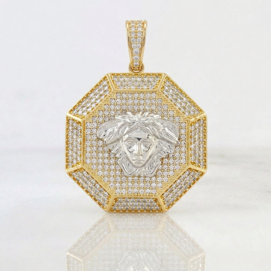 Dije Medusa 11.15gr / 4cm / Dos Oros Amarillo Blanco 18K