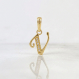 Dije Letra Cursiva V 1.05g / 1.9cm Oro Amarillo 18K