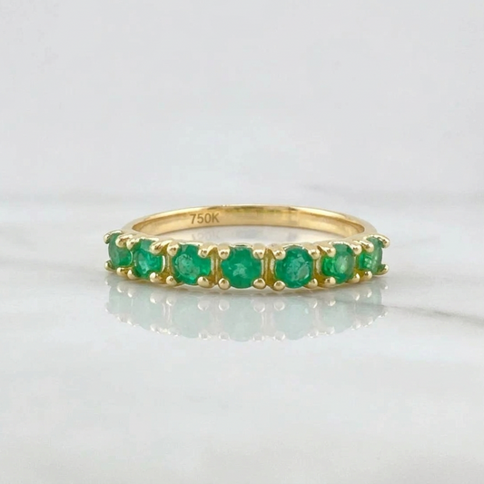 Anillo Cintillo Esmeraldas 43pts  2g / T6 Oro Amarillo 18K