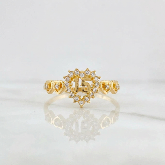 Anillo 15' Corazones 1.45g / T5 1/4 Oro Amarillo 18K