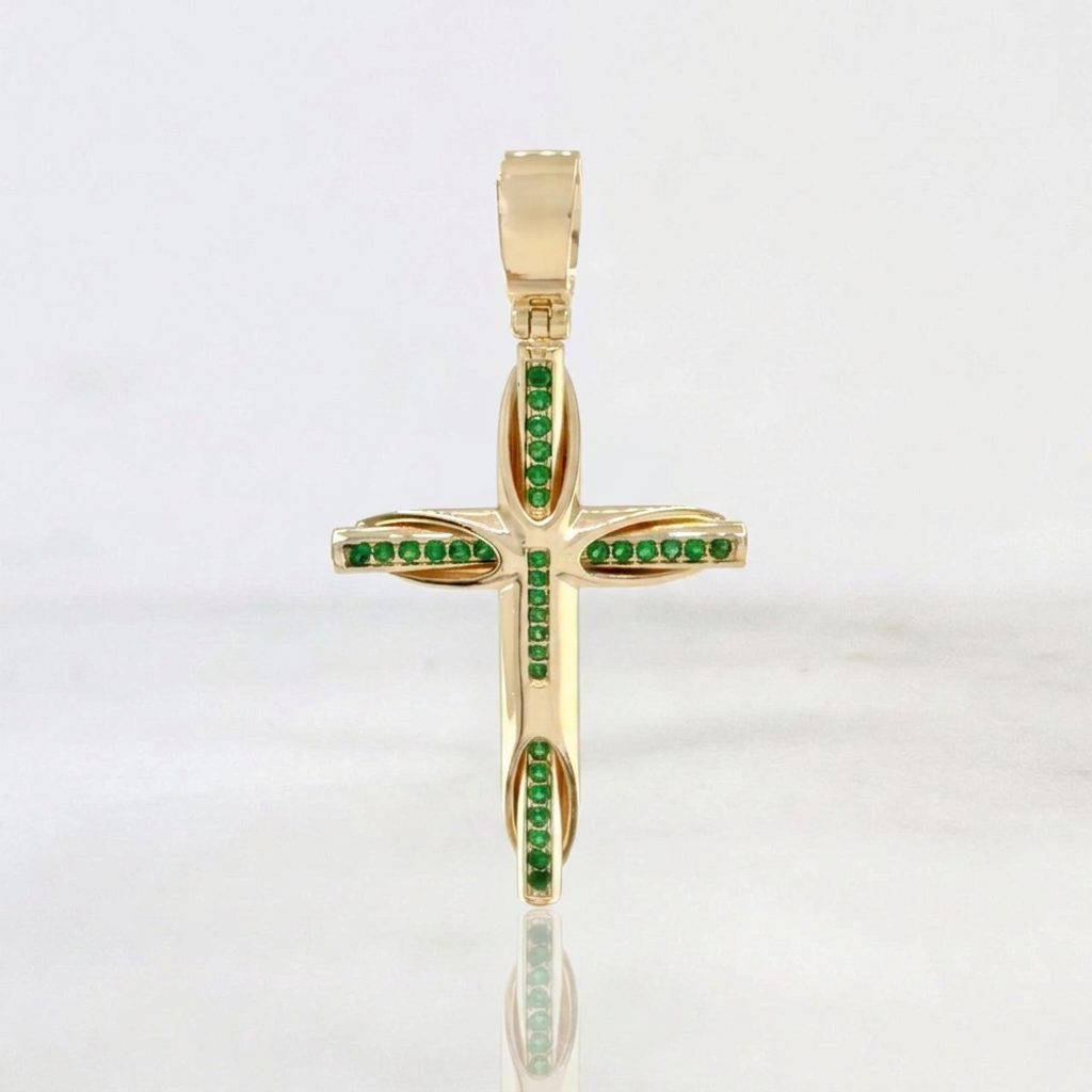 Dije Cruz Resplandor Esmeraldas 63pts 11.6g / 5.4cm Oro Amarillo 18K